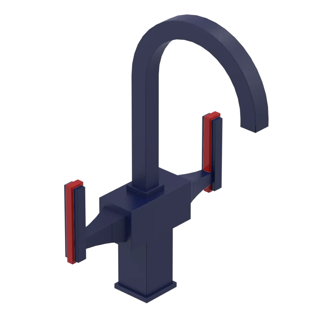Rubinet Single Hole Dual Handle Lav. Set. (less drain) Midnight Blue