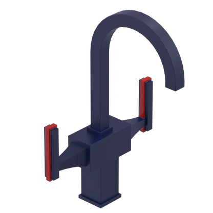 Rubinet Single Hole Dual Handle Lav. Set. (less drain) Midnight Blue