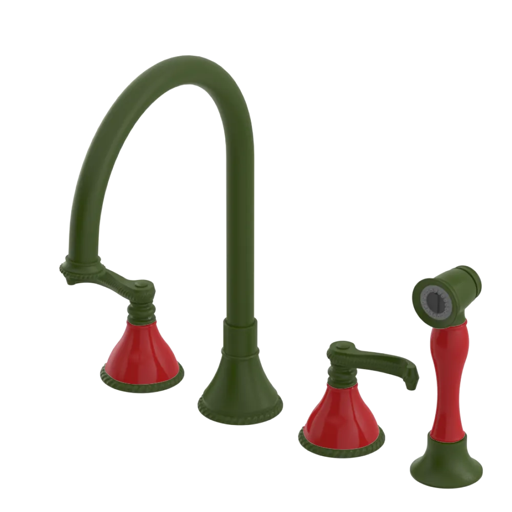 Rubinet Widespread Kitchen Set with Hand Spray Green Envy