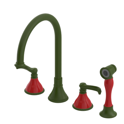 Rubinet Widespread Kitchen Set with Hand Spray Green Envy
