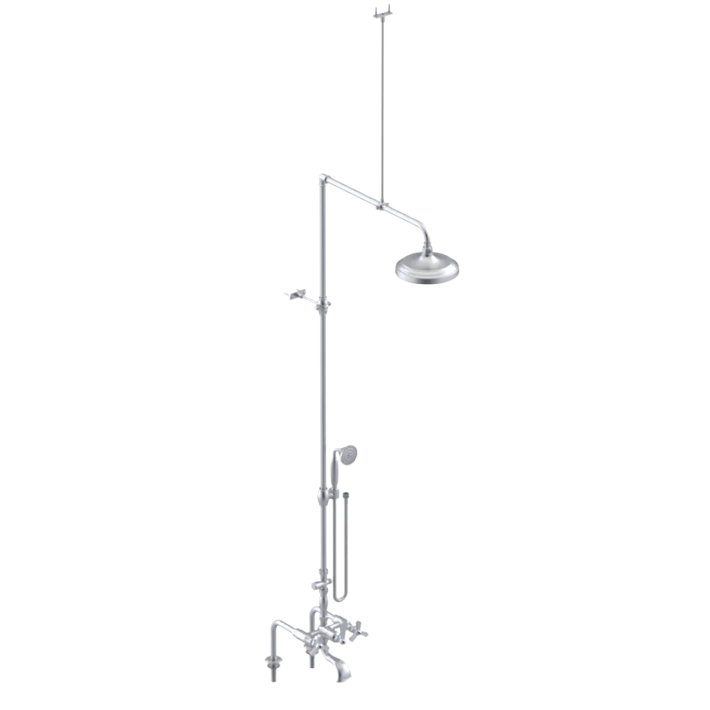 Rubinet Deck Mount Tub & Shower with Hand Held Shower Satin Chrome