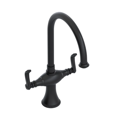Rubinet Two Handle Single Hole Kitchen Set Matt Black