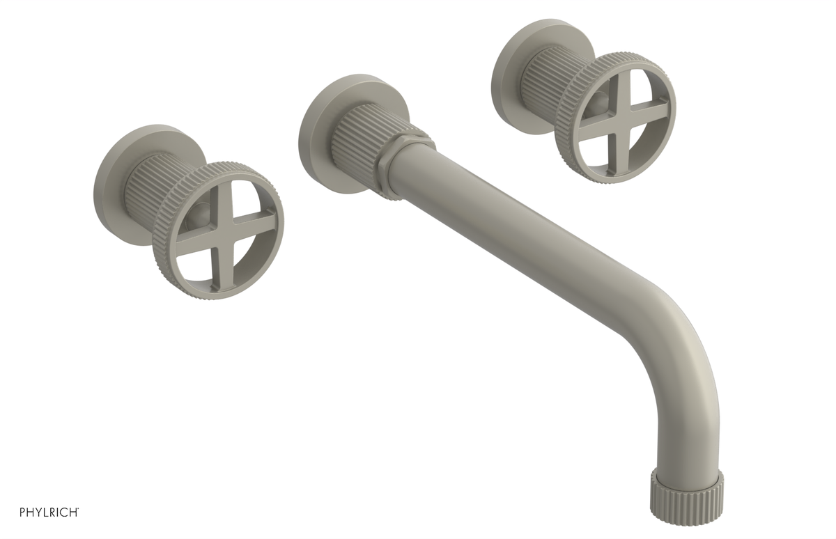 DUSTRIE Wall Lavatory Set - 10" Spout - Cross Handle - Grooved 370-11-10