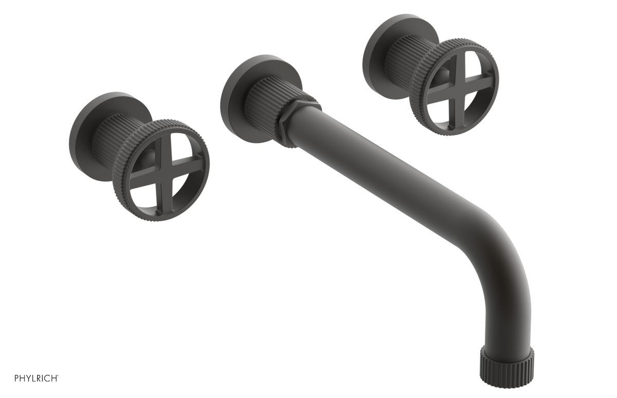 DUSTRIE Wall Lavatory Set - 10" Spout - Cross Handle - Grooved 370-11-10