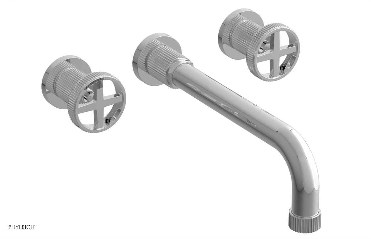 DUSTRIE Wall Lavatory Set - 10" Spout - Cross Handle - Grooved 370-11-10