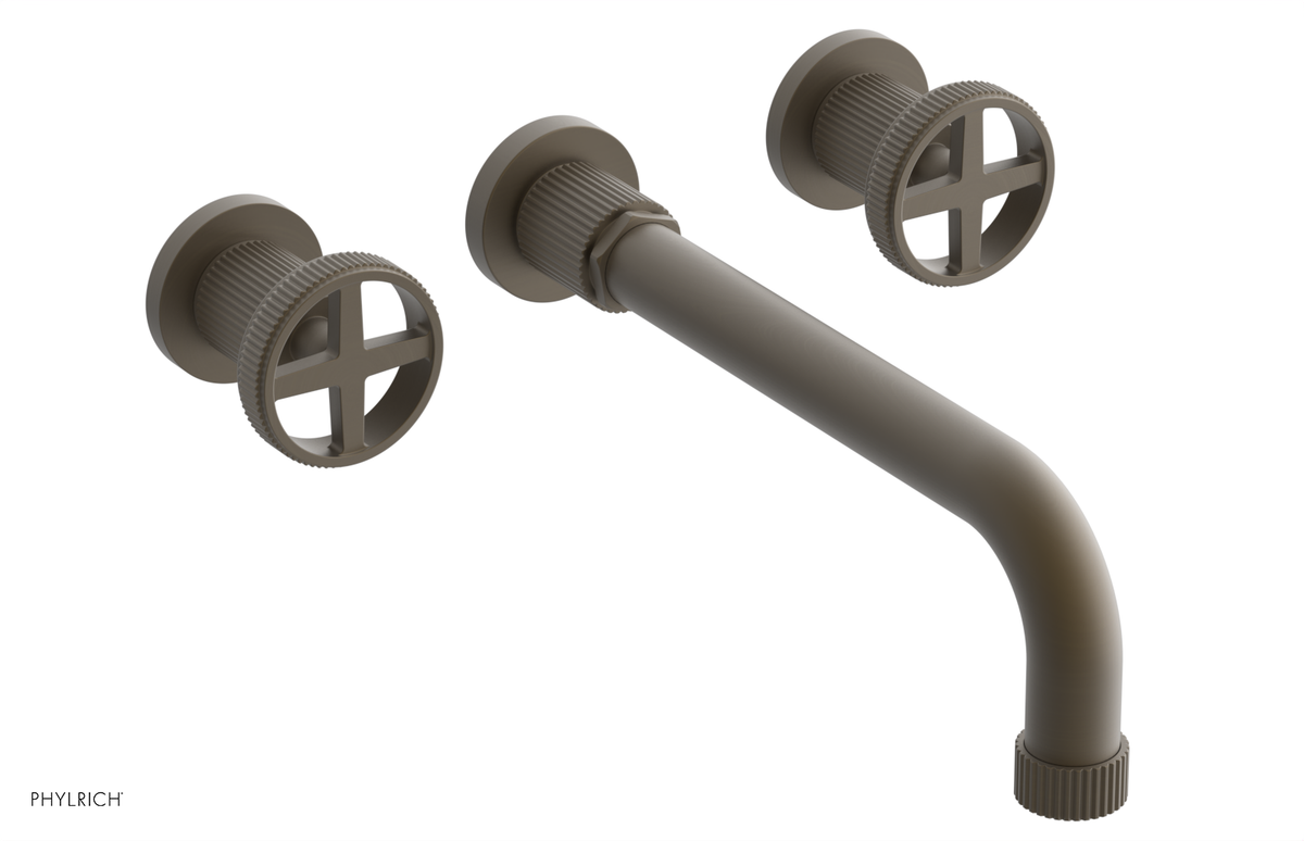 DUSTRIE Wall Lavatory Set - 10" Spout - Cross Handle - Grooved 370-11-10