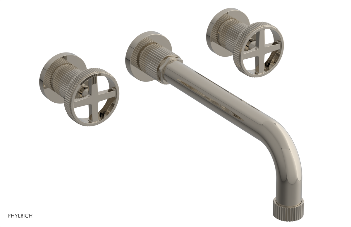 DUSTRIE Wall Lavatory Set - 10" Spout - Cross Handle - Grooved 370-11-10