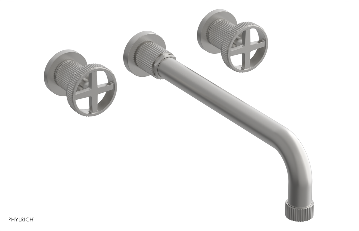 DUSTRIE Wall Lavatory Set - 12" Spout - Cross Handle - Grooved 370-11-12