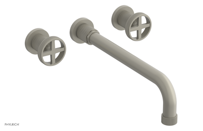 DUSTRIE Wall Lavatory Set - 12" Spout - Cross Handle - Grooved 370-11-12