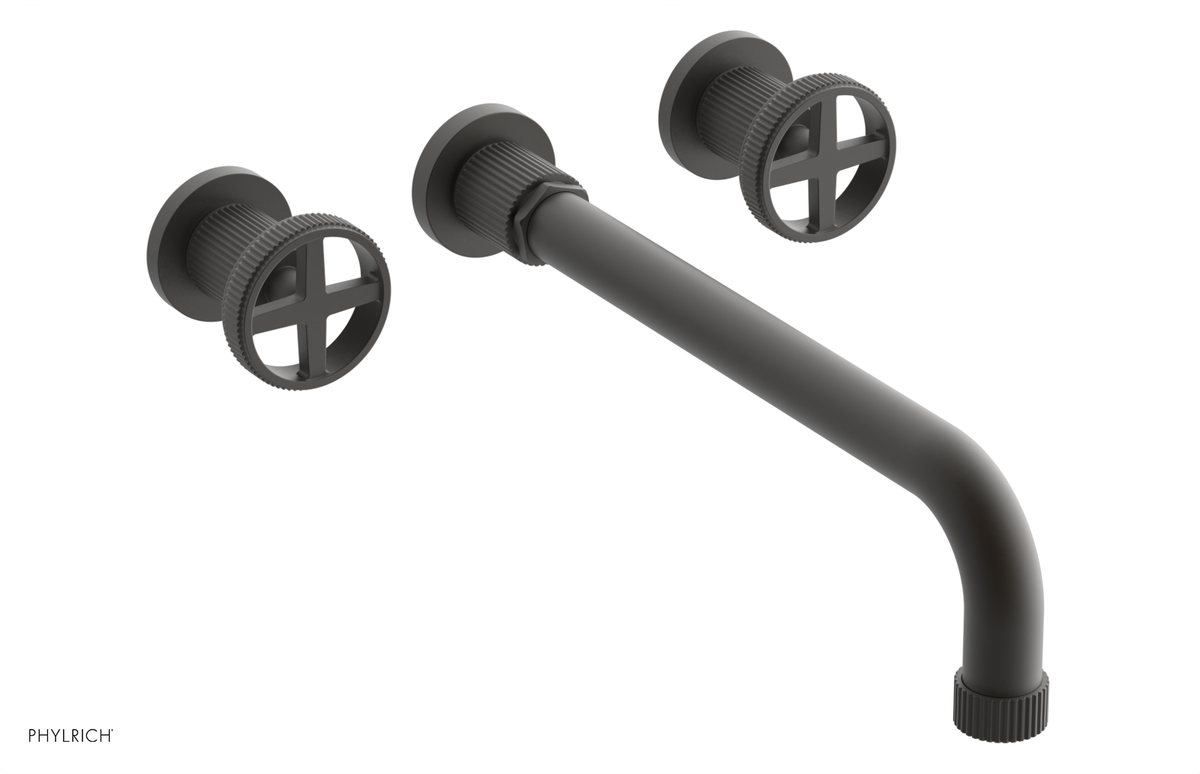 DUSTRIE Wall Lavatory Set - 12" Spout - Cross Handle - Grooved 370-11-12
