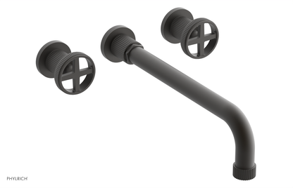 DUSTRIE Wall Lavatory Set - 12" Spout - Cross Handle - Grooved 370-11-12