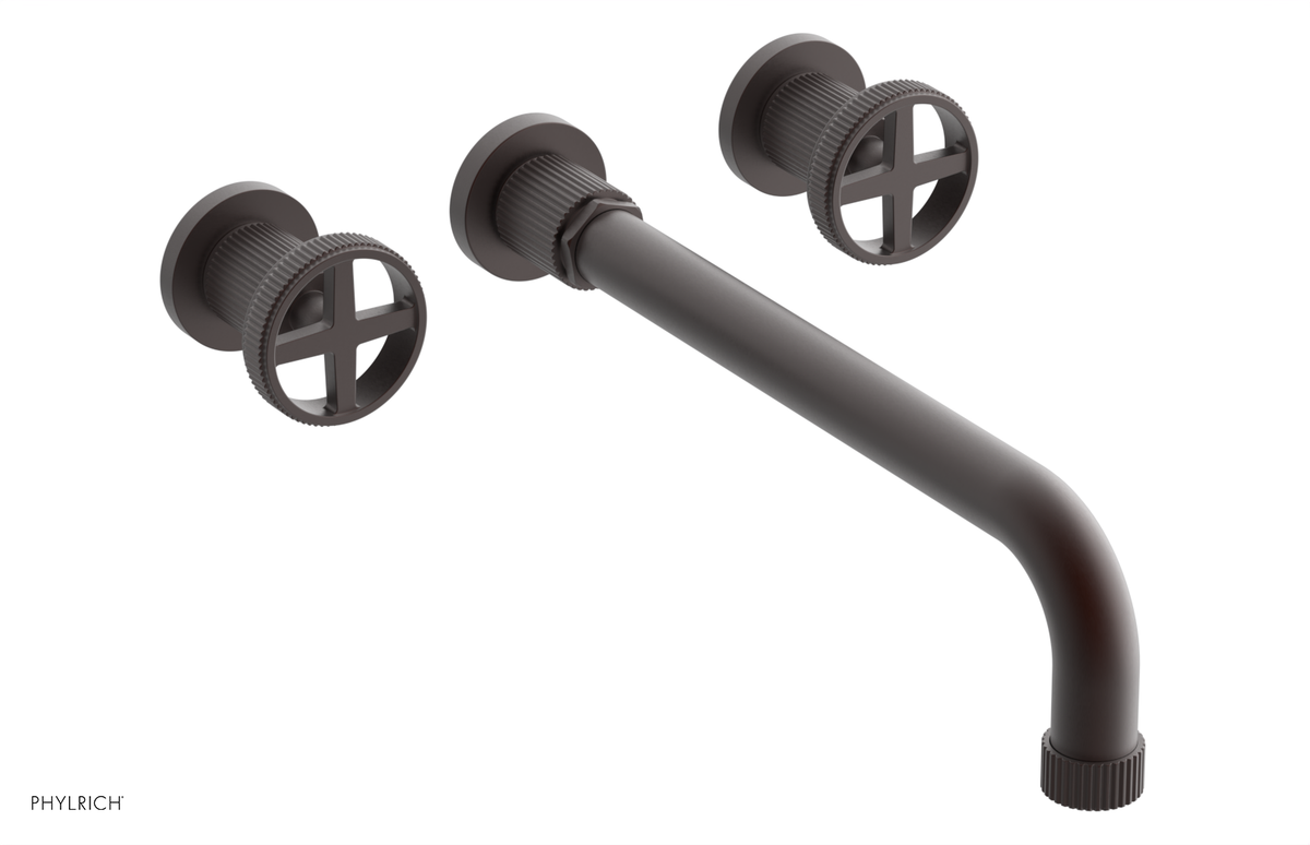 DUSTRIE Wall Lavatory Set - 12" Spout - Cross Handle - Grooved 370-11-12