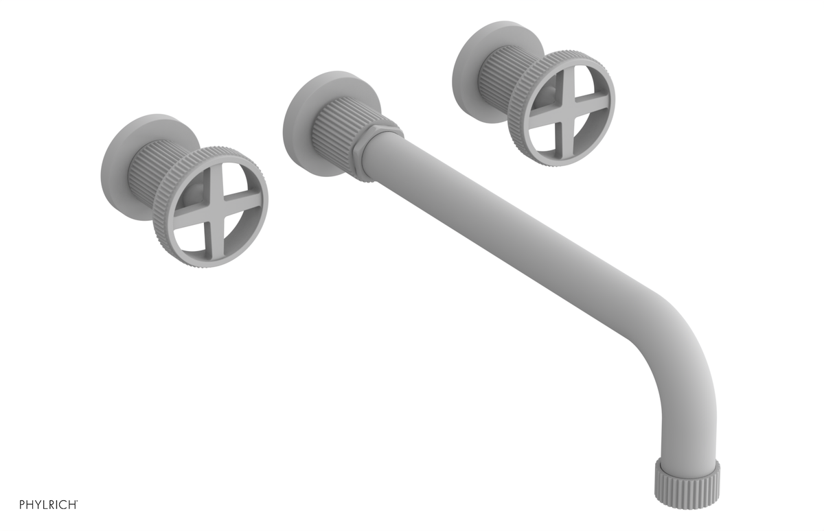 DUSTRIE Wall Lavatory Set - 12" Spout - Cross Handle - Grooved 370-11-12