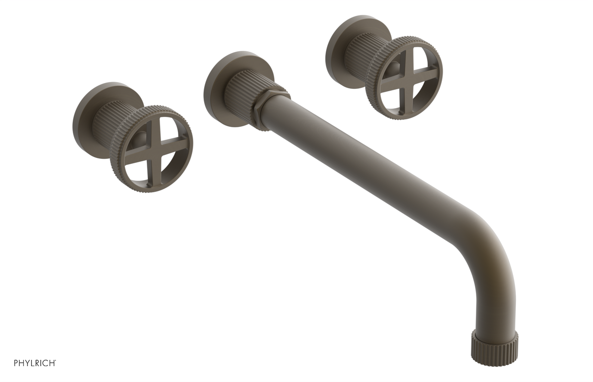 DUSTRIE Wall Lavatory Set - 12" Spout - Cross Handle - Grooved 370-11-12