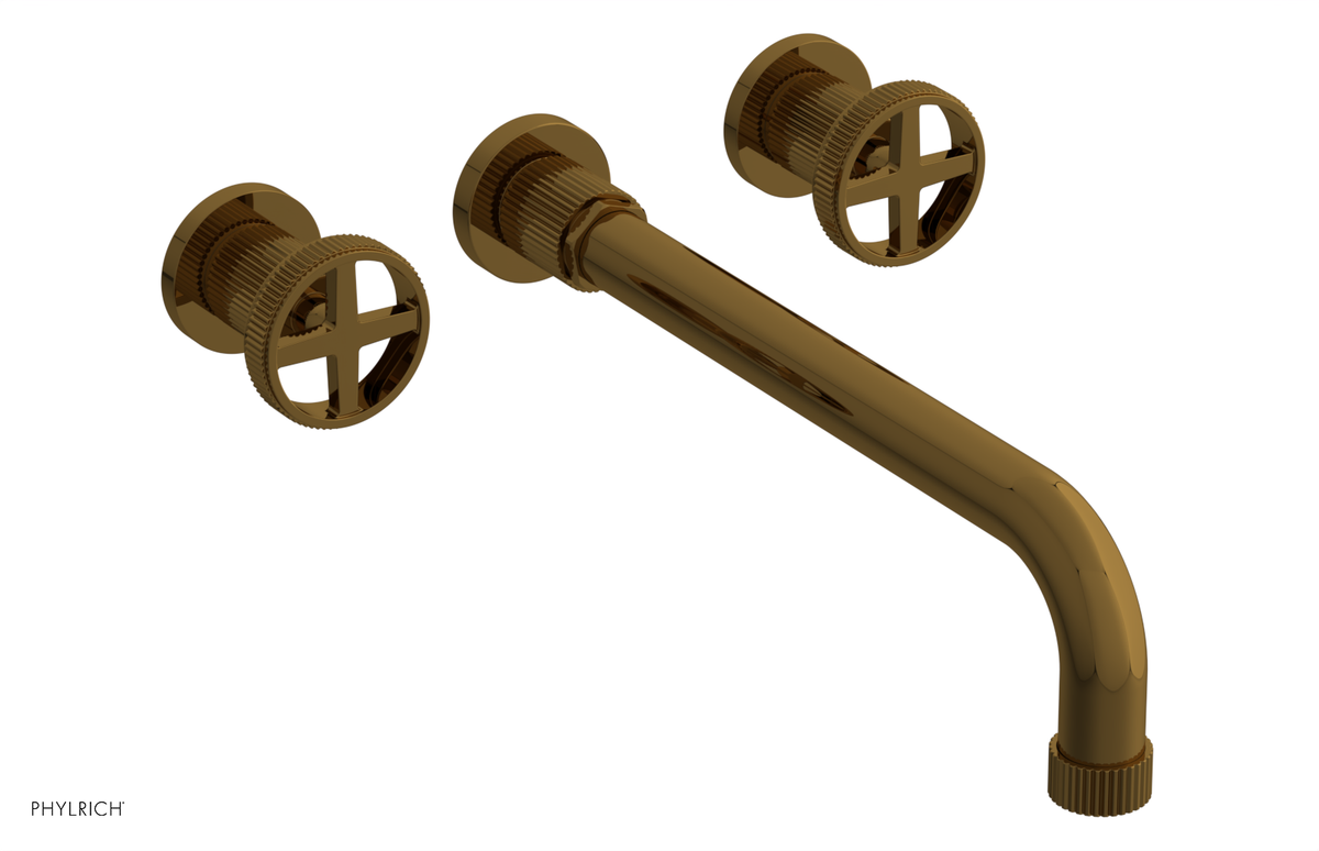 DUSTRIE Wall Lavatory Set - 12" Spout - Cross Handle - Grooved 370-11-12
