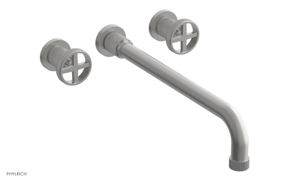 DUSTRIE Wall Lavatory Set - 14" Spout - Cross Handle - Grooved 370-11-14