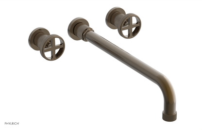 DUSTRIE Wall Lavatory Set - 14" Spout - Cross Handle - Grooved 370-11-14