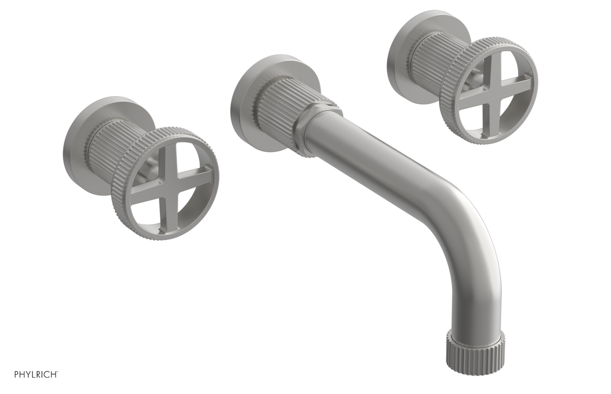 DUSTRIE Wall Lavatory Set - 7 5/8" Spout - Cross Handle - Grooved 370-11
