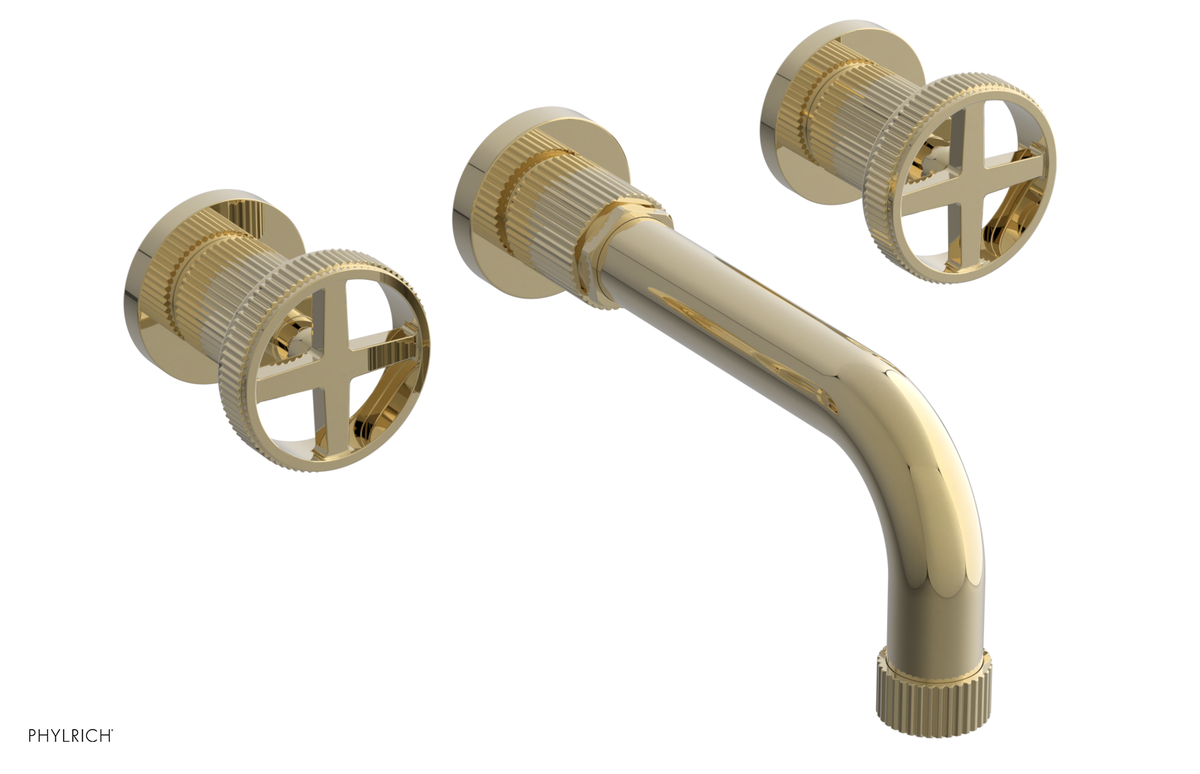 DUSTRIE Wall Lavatory Set - 7 5/8" Spout - Cross Handle - Grooved 370-11
