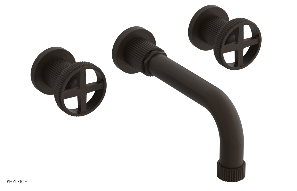 DUSTRIE Wall Lavatory Set - 7 5/8" Spout - Cross Handle - Grooved 370-11