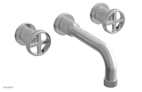 DUSTRIE Wall Lavatory Set - 7 5/8" Spout - Cross Handle - Grooved 370-11
