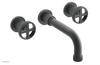 DUSTRIE Wall Lavatory Set - 7 5/8" Spout - Cross Handle - Grooved 370-11