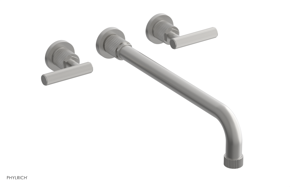 DUSTRIE Wall Lavatory Set - 14" Spout - Lever Handle - Grooved 370-12-14