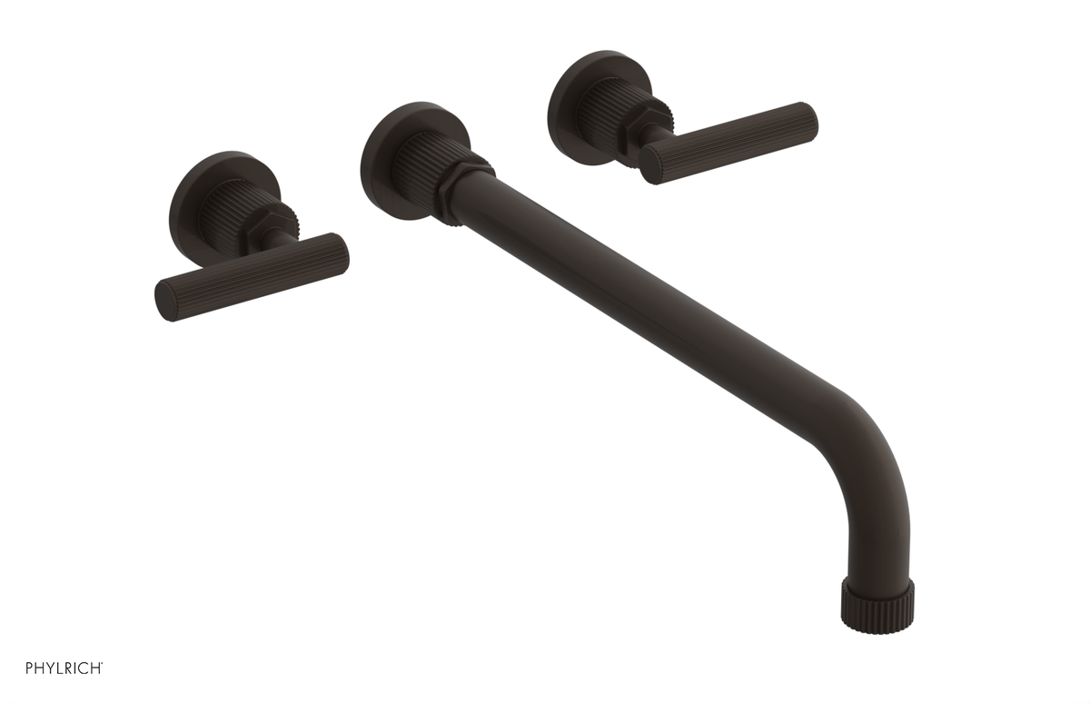 DUSTRIE Wall Lavatory Set - 14" Spout - Lever Handle - Grooved 370-12-14