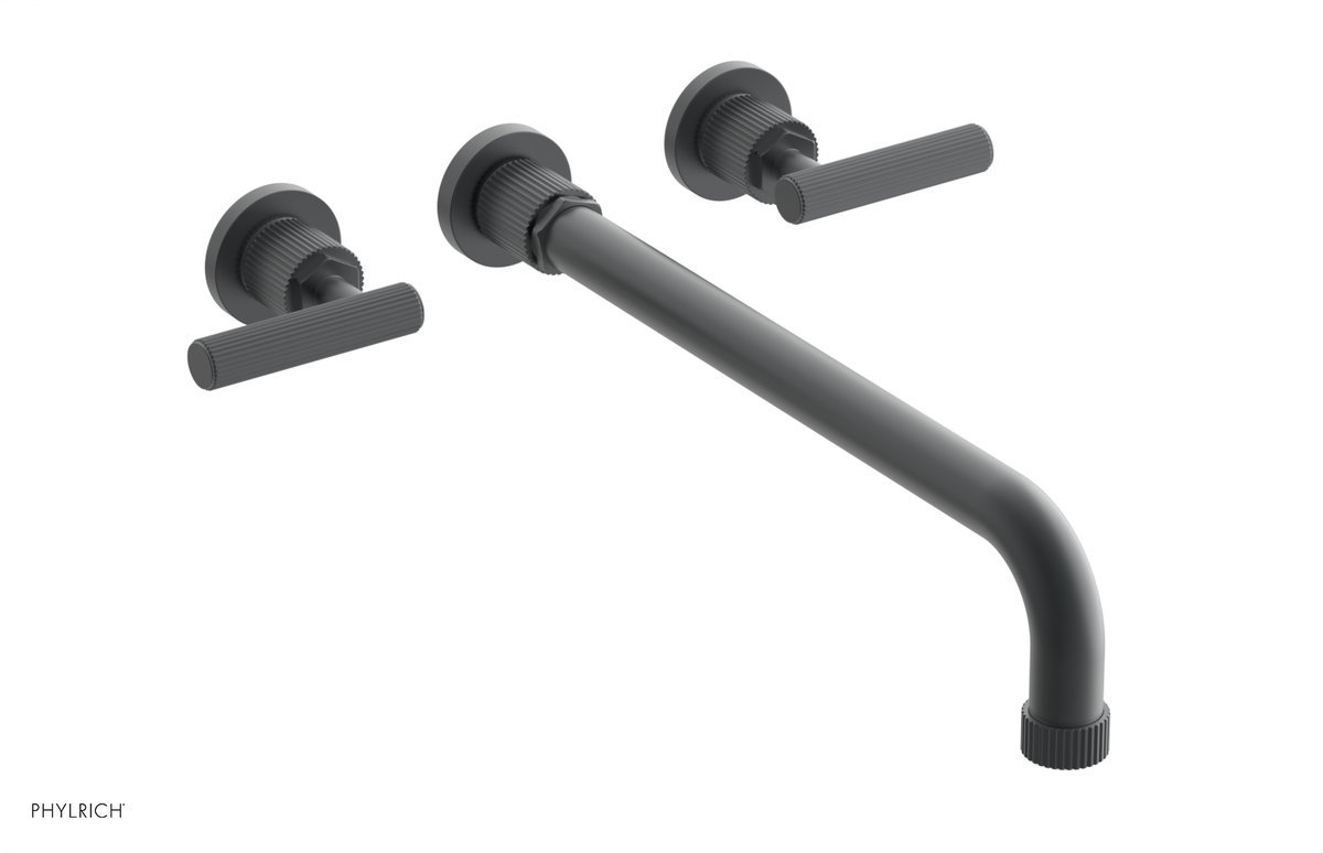 DUSTRIE Wall Lavatory Set - 14" Spout - Lever Handle - Grooved 370-12-14