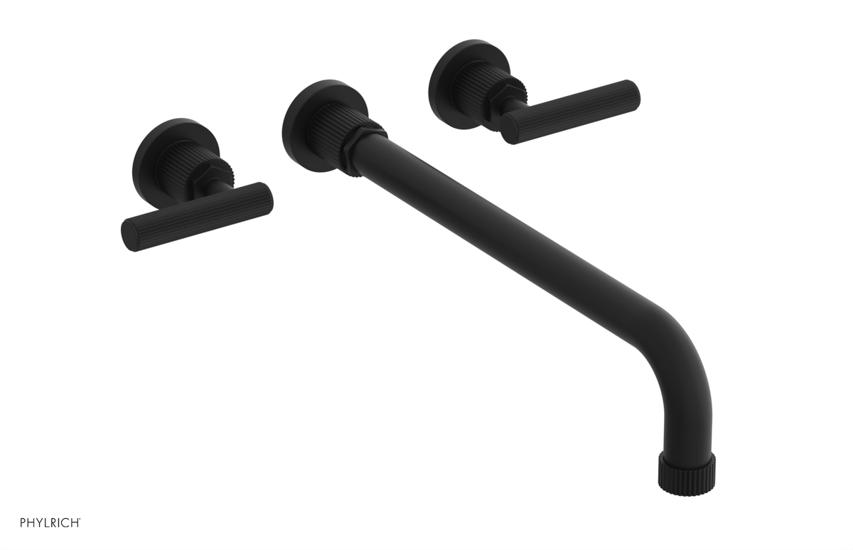 DUSTRIE Wall Lavatory Set - 14" Spout - Lever Handle - Grooved 370-12-14