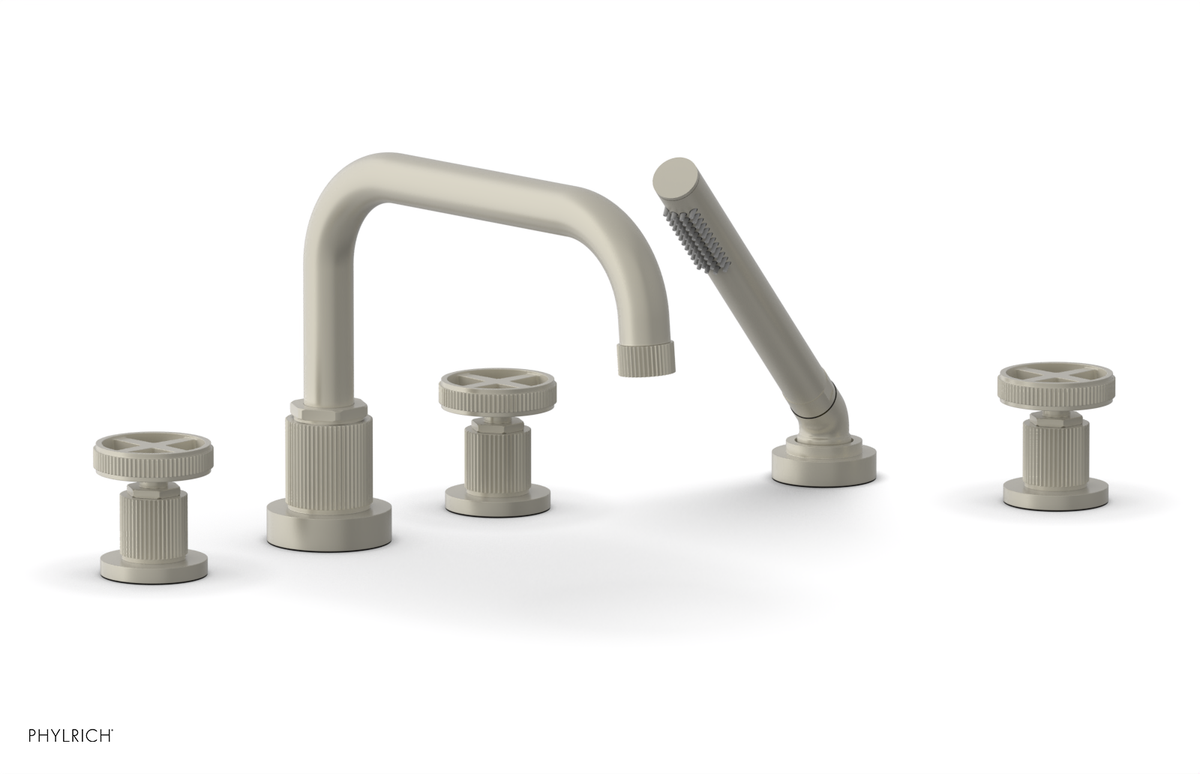 DUSTRIE - Deck Tub Set with Hand Shower - Cross Handles - Grooved 370-50