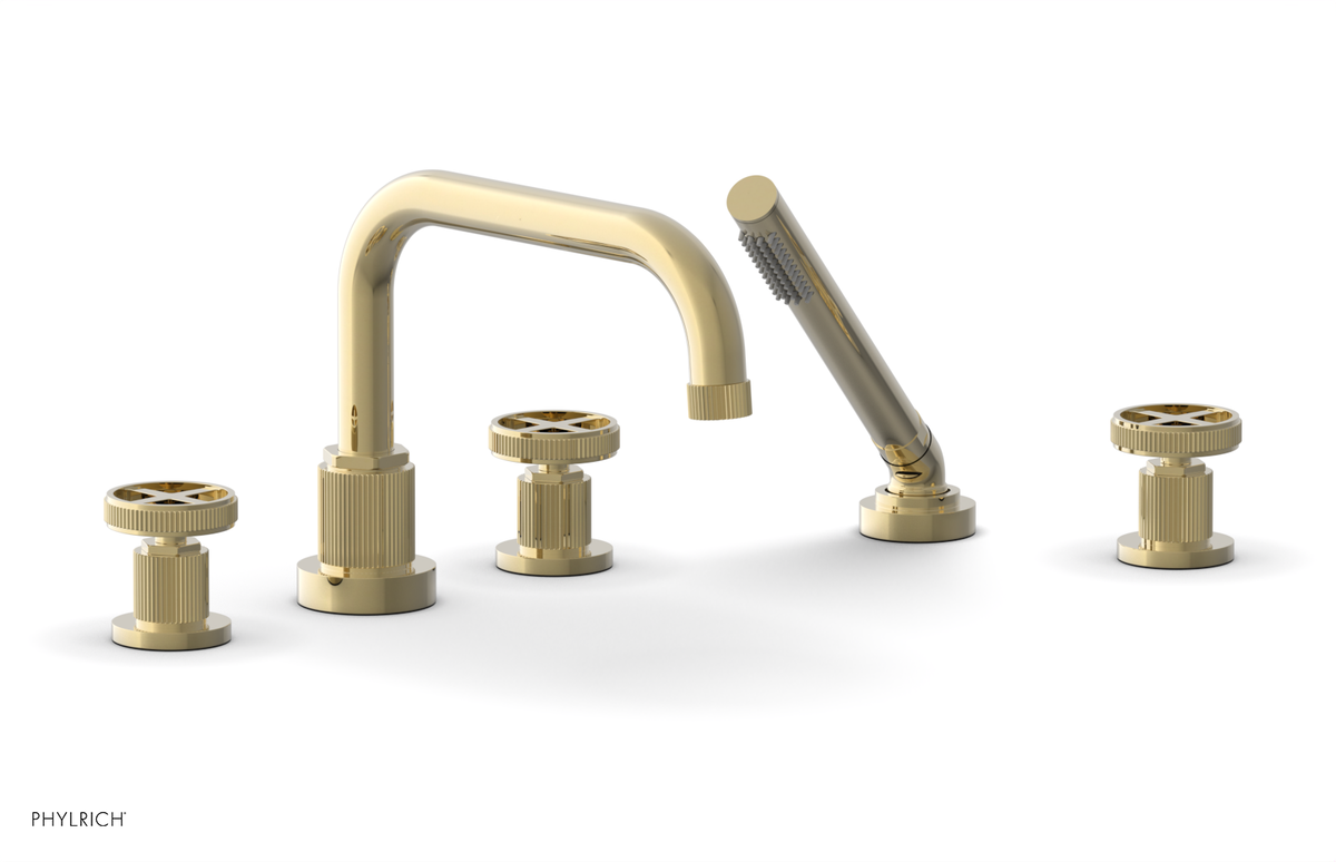 DUSTRIE - Deck Tub Set with Hand Shower - Cross Handles - Grooved 370-50