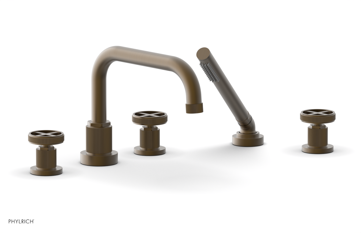 DUSTRIE - Deck Tub Set with Hand Shower - Cross Handles - Grooved 370-50