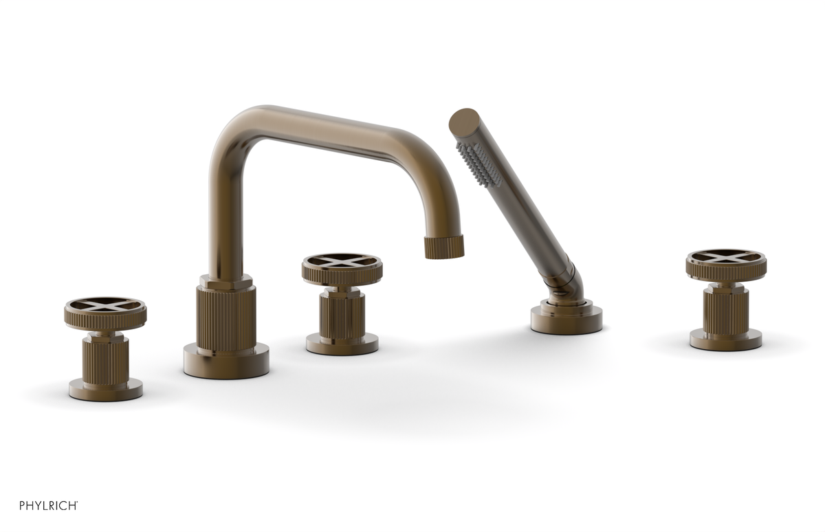 DUSTRIE - Deck Tub Set with Hand Shower - Cross Handles - Grooved 370-50