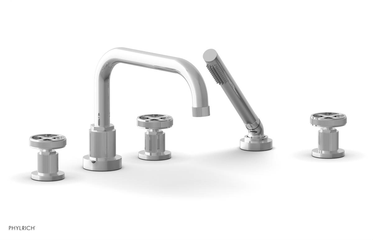 DUSTRIE - Deck Tub Set with Hand Shower - Cross Handles - Grooved 370-50