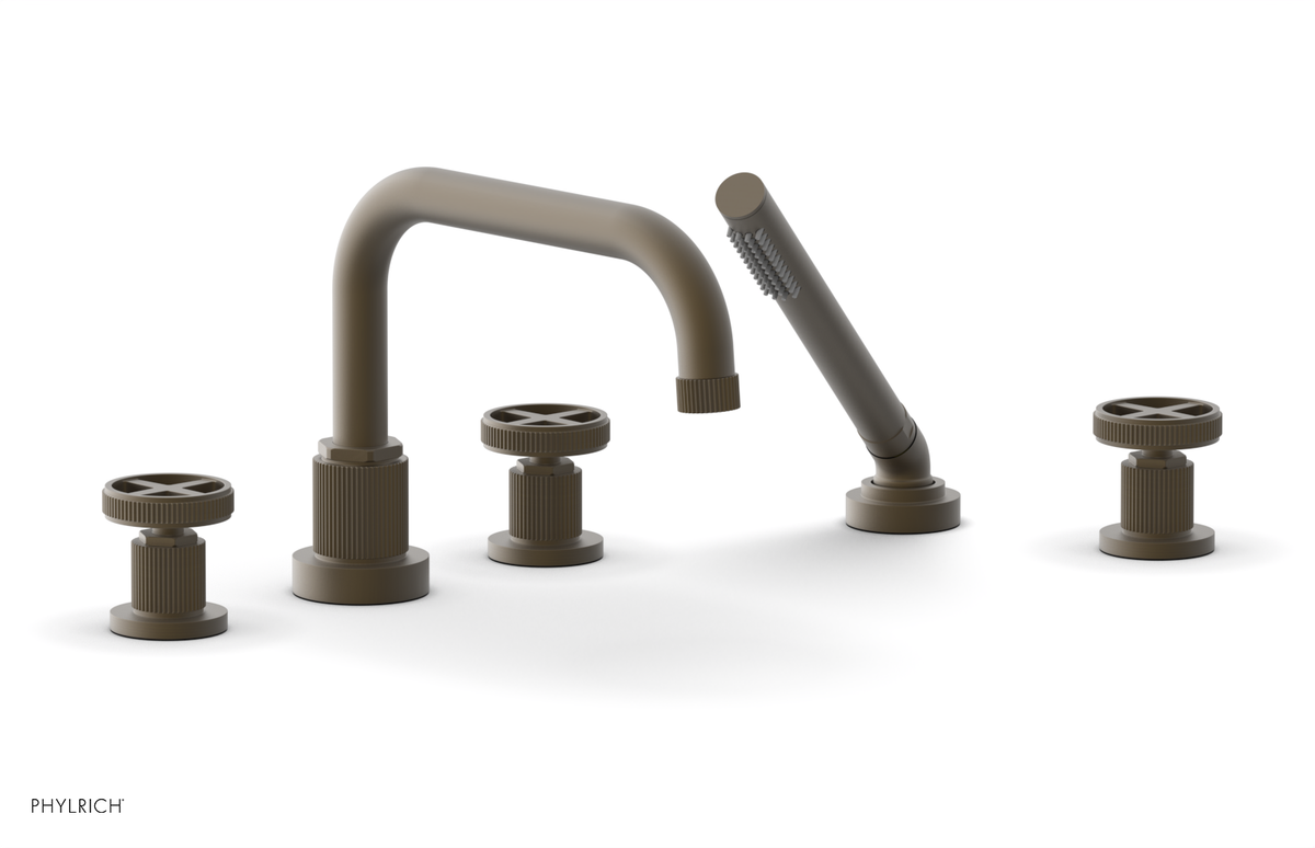 DUSTRIE - Deck Tub Set with Hand Shower - Cross Handles - Grooved 370-50