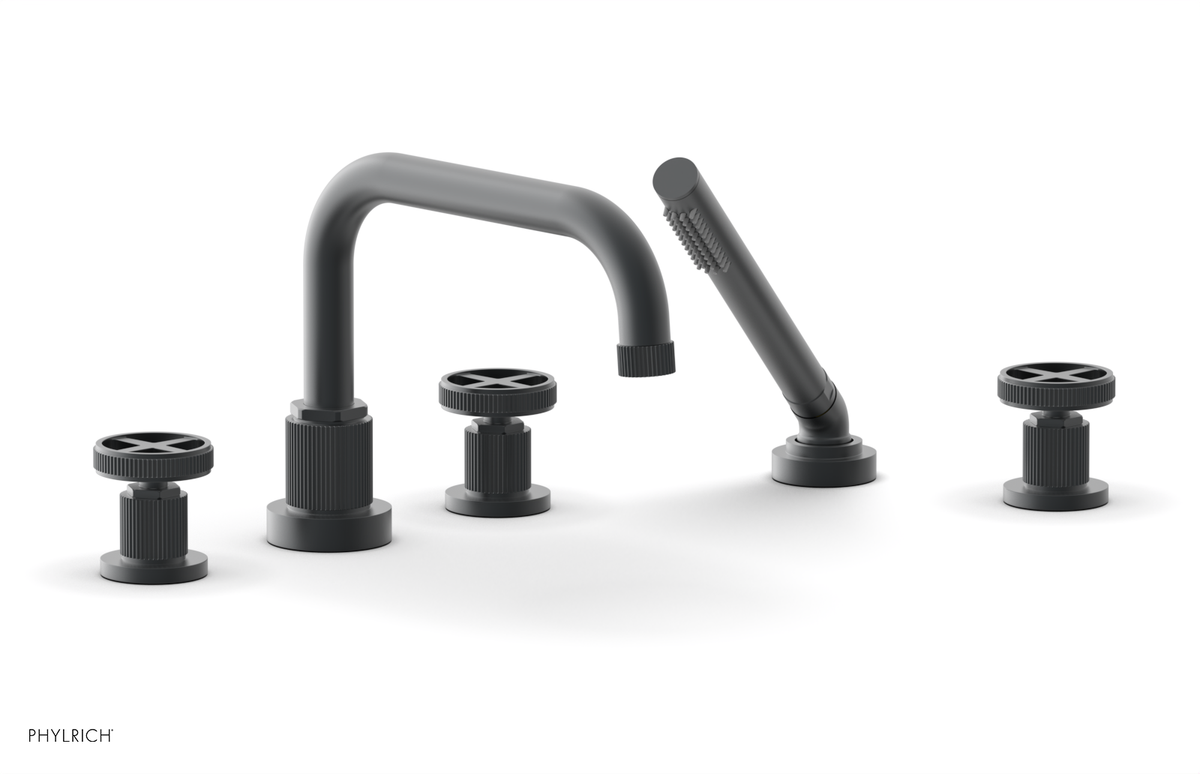 DUSTRIE - Deck Tub Set with Hand Shower - Cross Handles - Grooved 370-50
