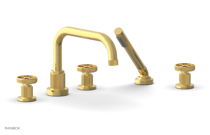 DUSTRIE - Deck Tub Set with Hand Shower - Cross Handles - Grooved 370-50