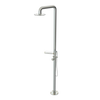 Rubinet Pressure Balance Outdoor Shower with Hand Held Shower & 10" Shower Head (with shelf) - 304 Stainless Steel Satin Nickel