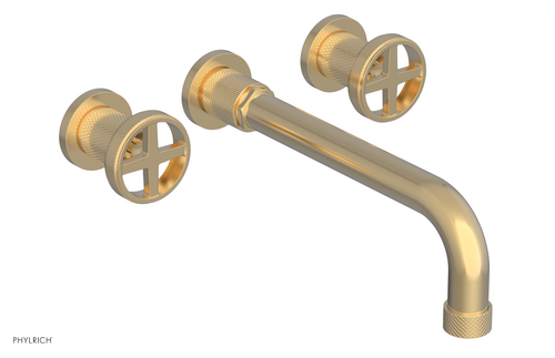 DUSTRIE Wall Lavatory Set - 10" Spout - Cross Handle - Knurled 371-11-10
