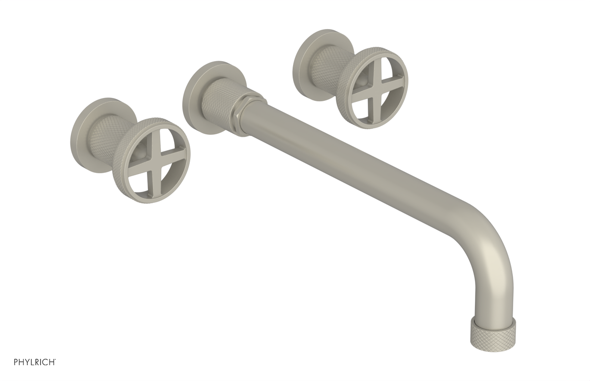 DUSTRIE Wall Lavatory Set - 12" Spout - Cross Handle - Knurled 371-11-12