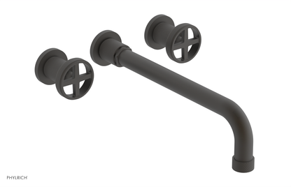 DUSTRIE Wall Lavatory Set - 12" Spout - Cross Handle - Knurled 371-11-12