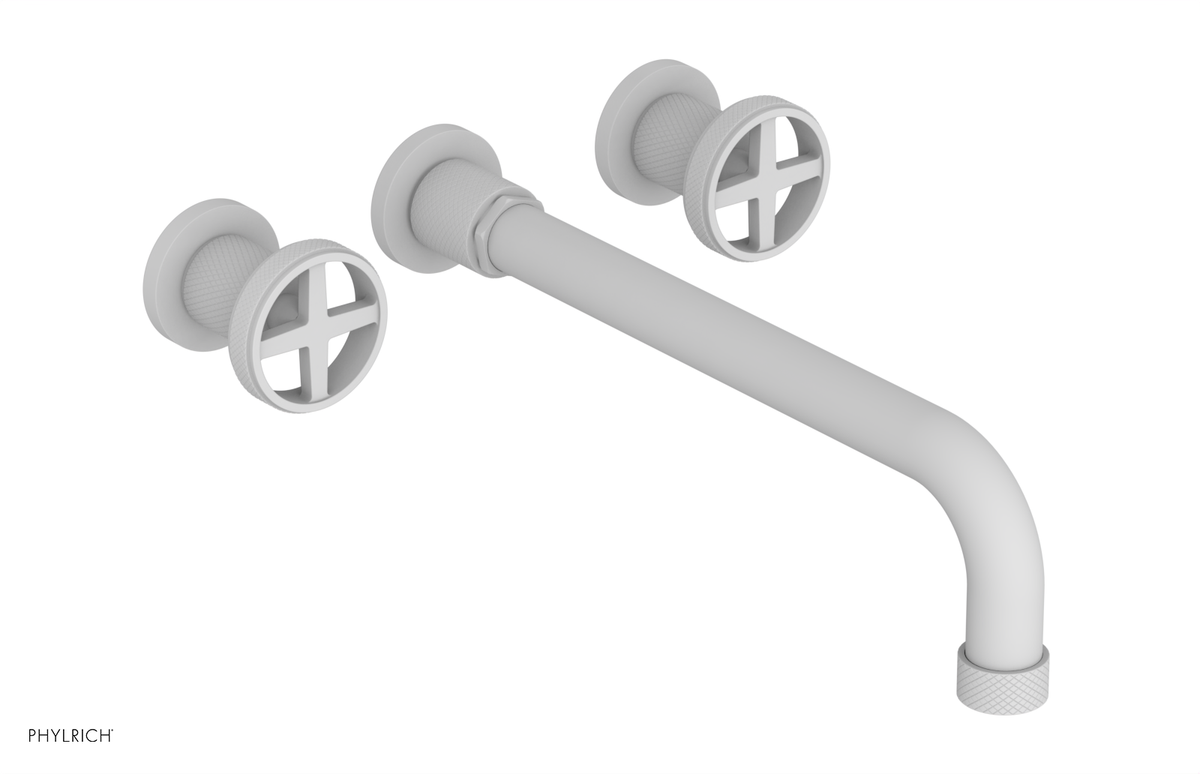 DUSTRIE Wall Lavatory Set - 12" Spout - Cross Handle - Knurled 371-11-12