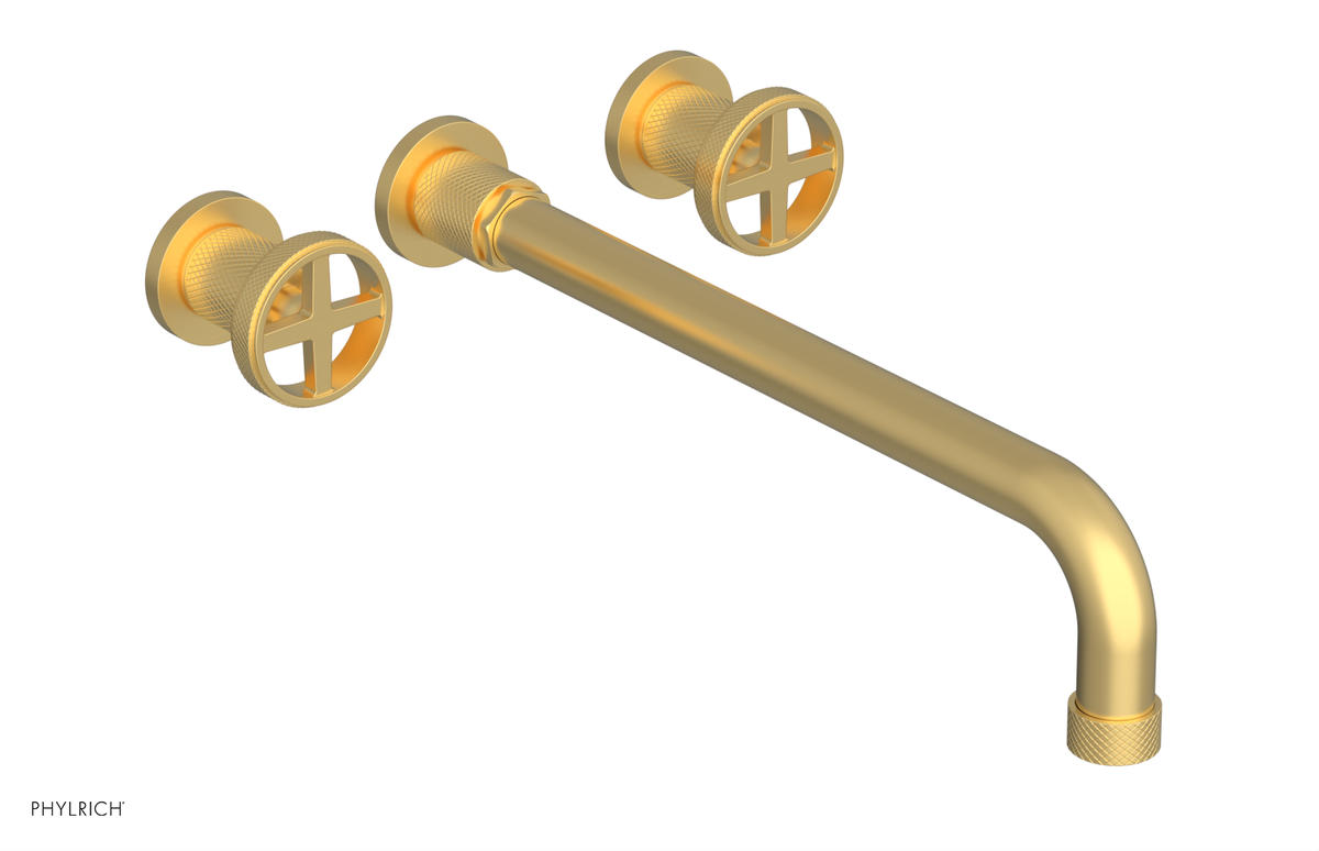 DUSTRIE - Wall Tub Set - 14" Spout - Cross Handles - Knurled 371-56-14