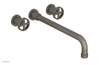 DUSTRIE Wall Lavatory Set - 14" Spout - Cross Handle - Knurled 371-11-14