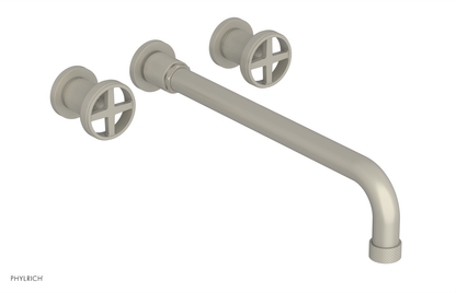 DUSTRIE Wall Lavatory Set - 14" Spout - Cross Handle - Knurled 371-11-14