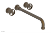 DUSTRIE Wall Lavatory Set - 14" Spout - Cross Handle - Knurled 371-11-14