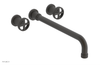 DUSTRIE Wall Lavatory Set - 14" Spout - Cross Handle - Knurled 371-11-14