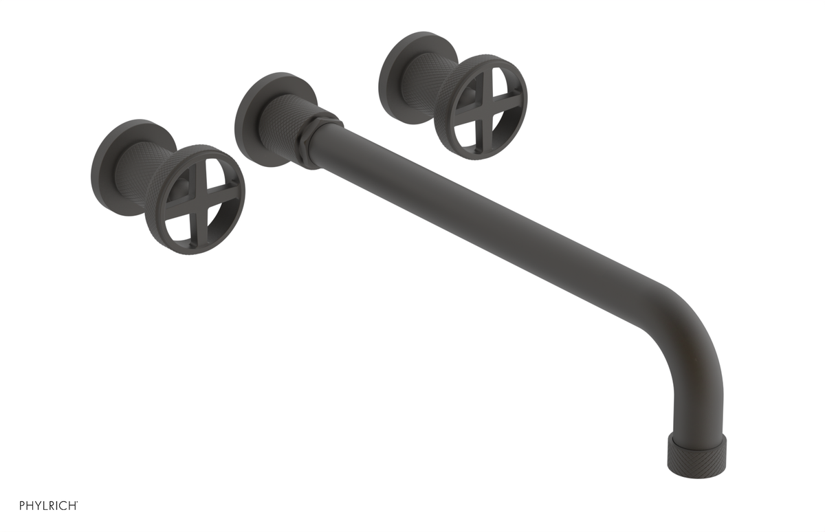 DUSTRIE - Wall Tub Set - 14" Spout - Cross Handles - Knurled 371-56-14