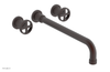 DUSTRIE Wall Lavatory Set - 14" Spout - Cross Handle - Knurled 371-11-14